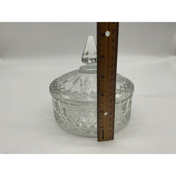 Vintage Indiana Glass Princess Diamond Pattern Clear Candy Dish with Lid MCM - Picture 13 of 16